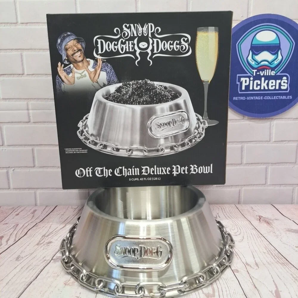 Snoop‎ Doggie Doggs - Deluxe Off The Chain Pet Bowl - Chrome  5 Cups NIB